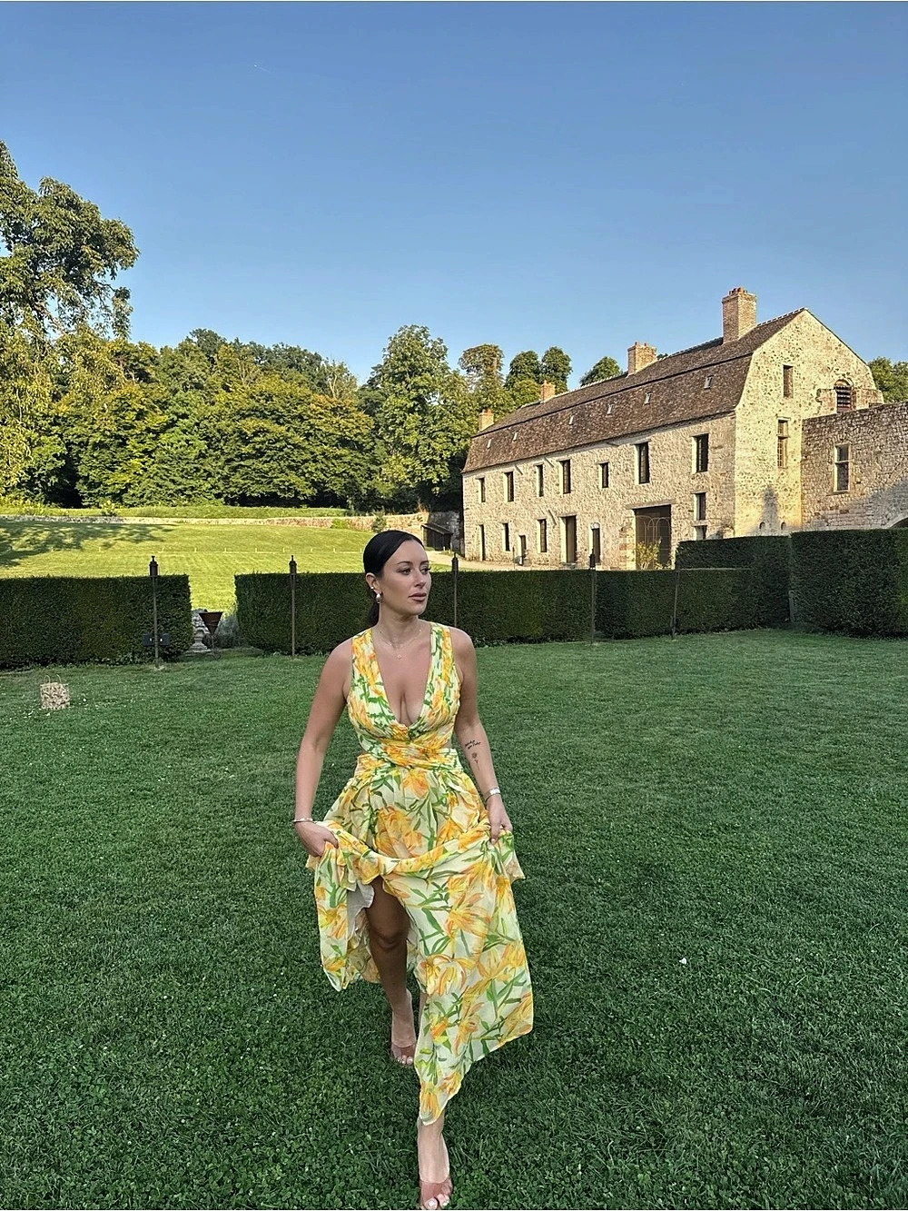Floral Maxi Dress in Yellow & Green Like New